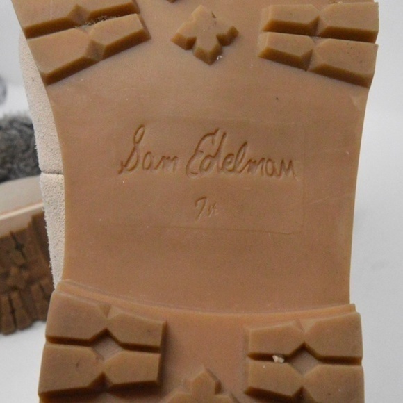 Sam Edelman Suede Bowen Boots, Faux Fur Top - Light Gray, Size 7-1/2 - Picture 10 of 15